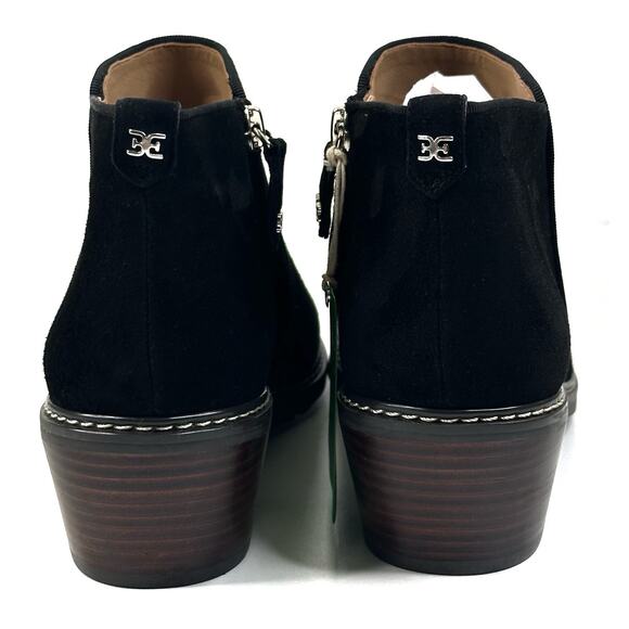 Sam Edelman PRYCE Black Suede Ankle Boots Womens 9M Water Resistant New $150 - Picture 4 of 11